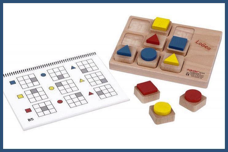 LoGeo mit Vorlagenheft inklusive Anleitung und Spielaufbau