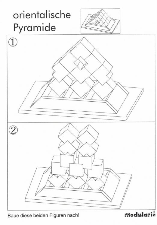 Orientalische Pyramide - Figuren 01 - 02 - räumliches Legespiel / Modularix-System mit 18 Bauelementen zur Förderung von Motorik, Konzentration und dreidimensionalen Denken Orientalische Pyramide - Figuren 01 - 02 - für Kinder und Senioren