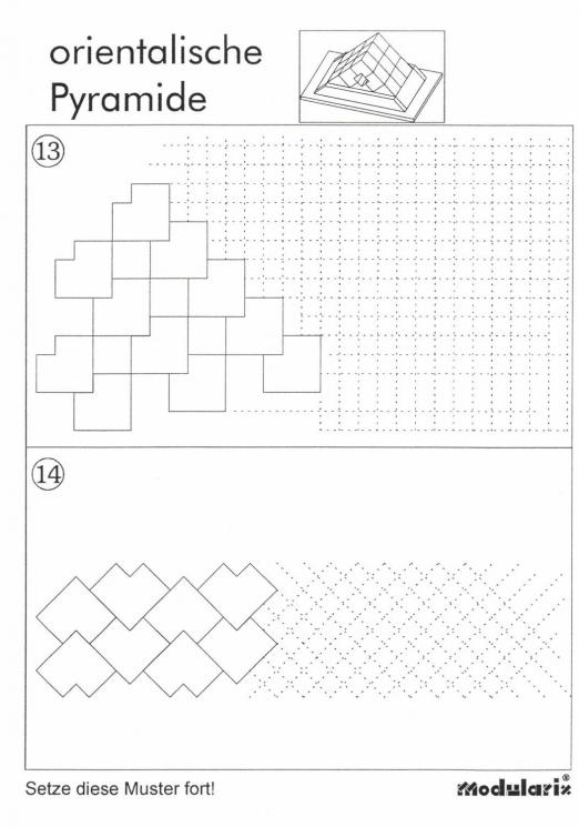 Orientalische Pyramide - Muster 13-14 - räumliches Legespiel / Modularix-System mit 18 Bauelementen zur Förderung von Motorik, Konzentration und dreidimensionalen Denken Orientalische Pyramide - Muster 13-14 - für Kinder und Senioren