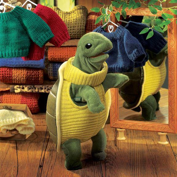 Handpuppe - original Folkmanis - Schildkröte mit Rollkragen