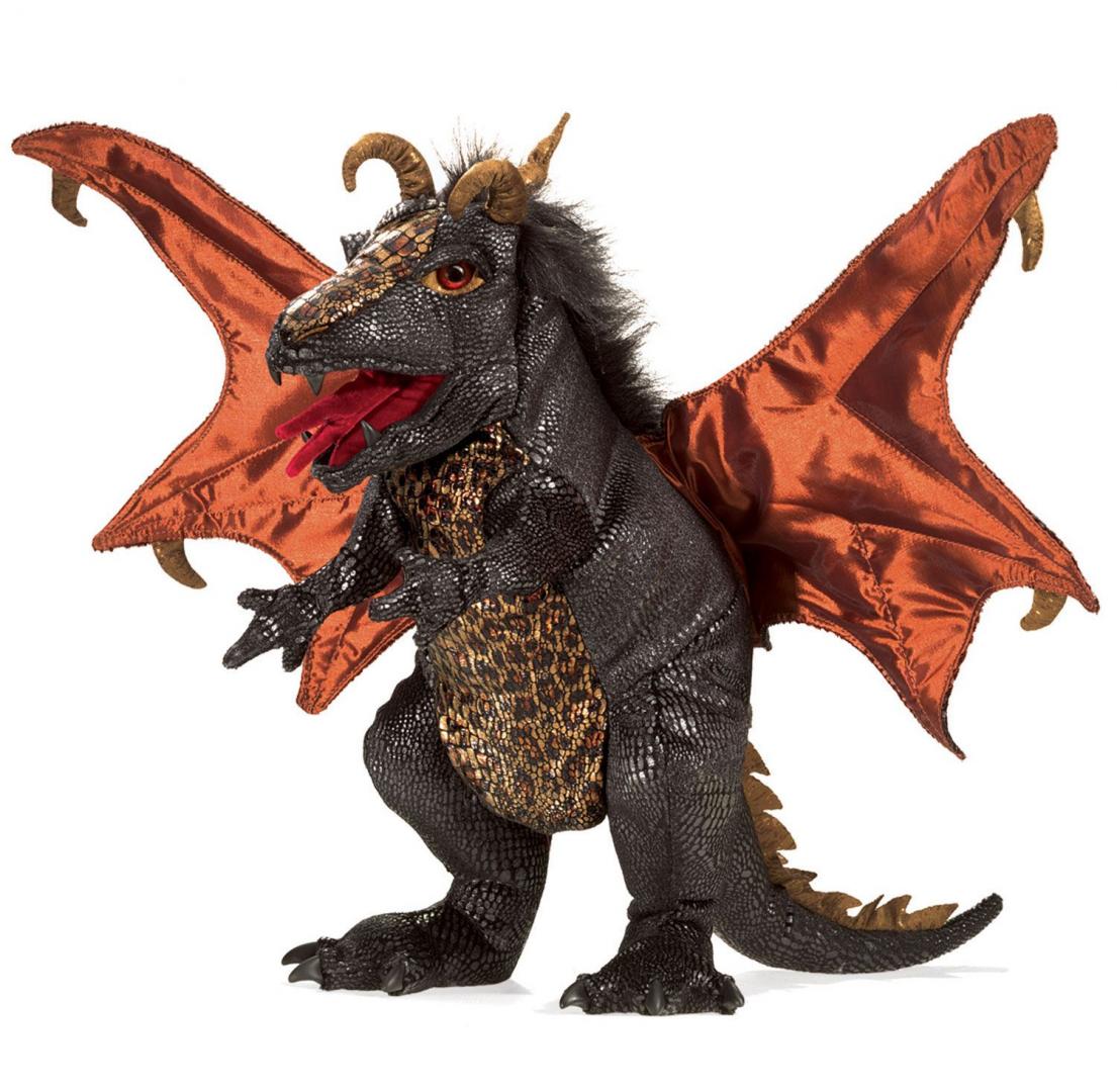 Schwarzer Drache Handpuppe Folkmanis