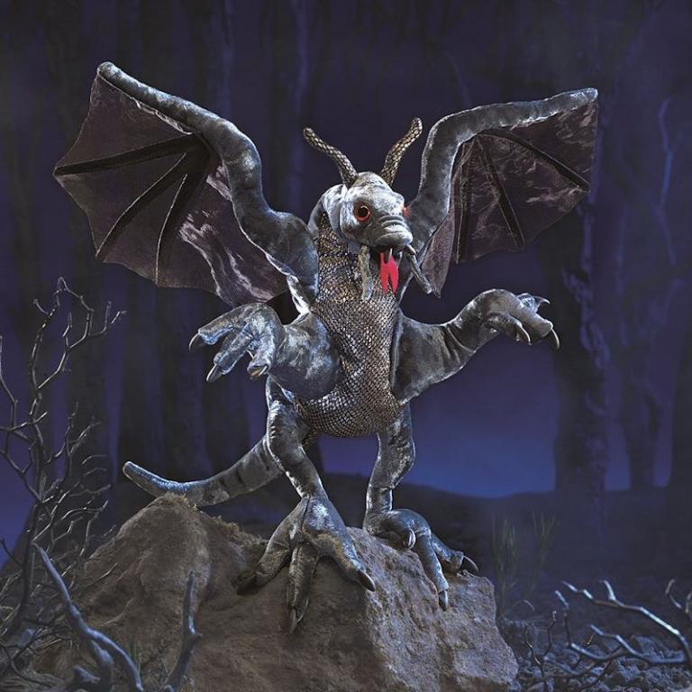 Handpuppe - original Folkmanis - schwarzer Drache Jabberwock