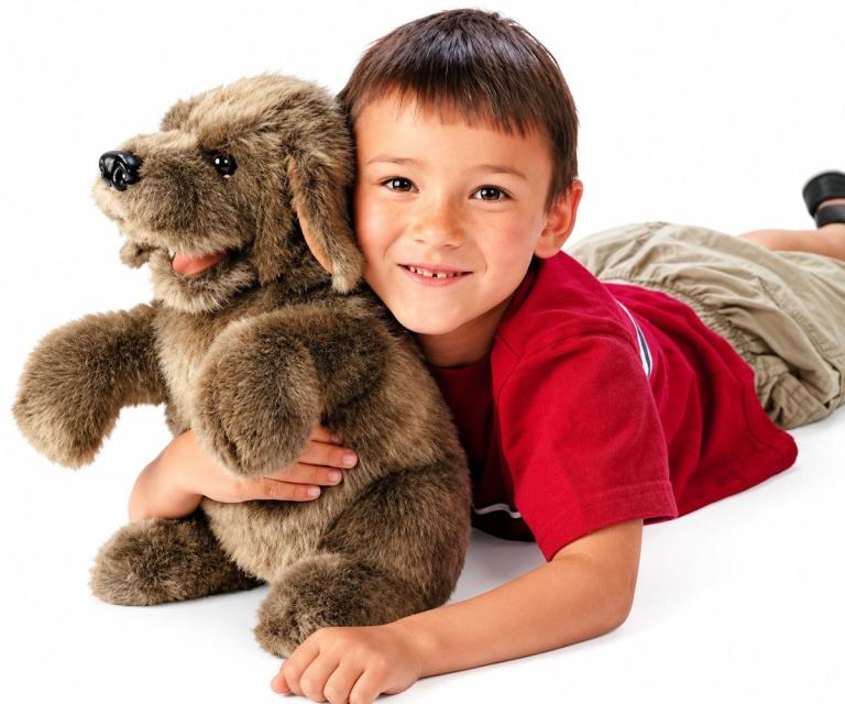 Hunde-Handpuppe von Folkmanis - sitzender Hund
