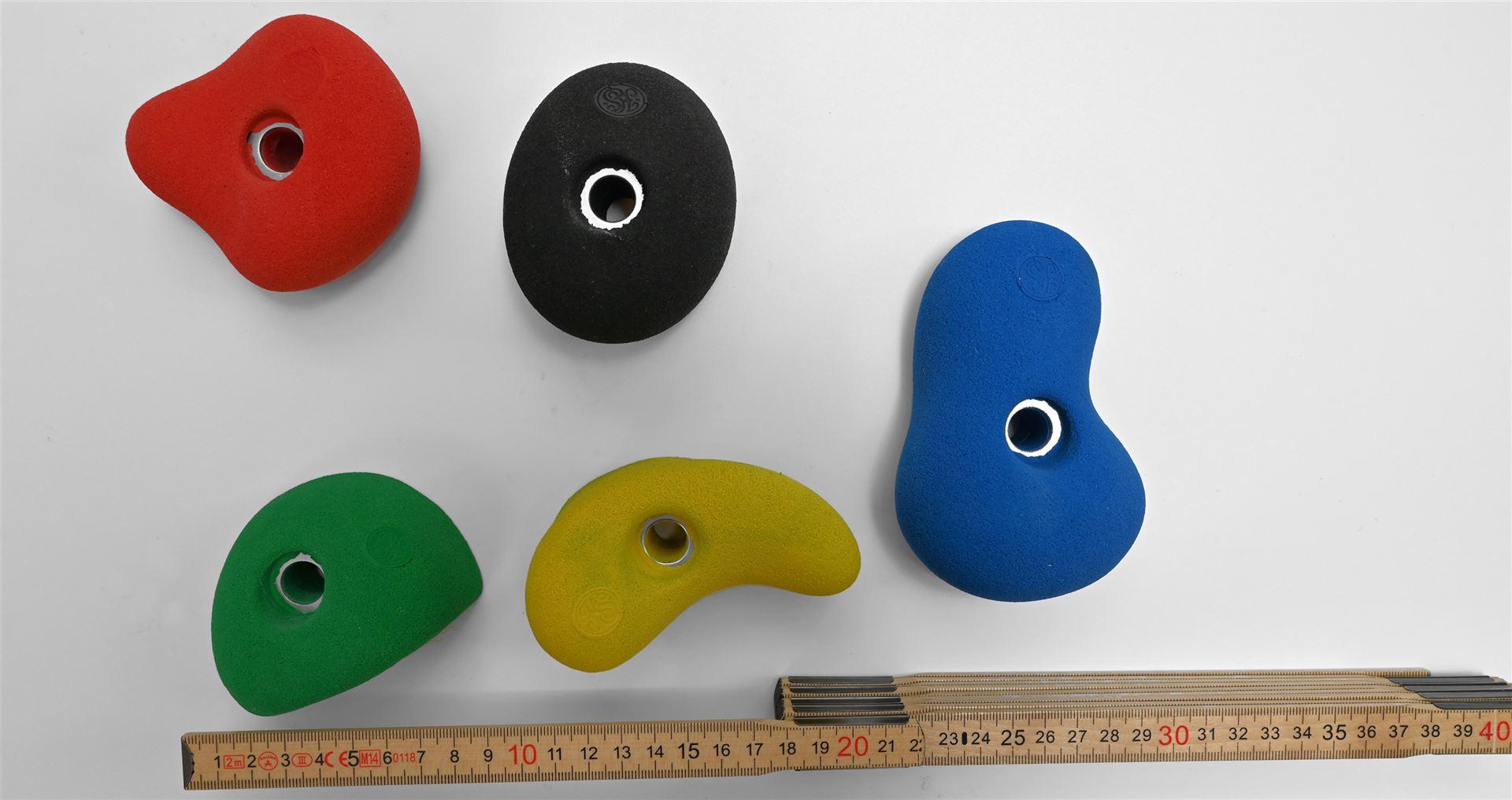 Kinderklettergriffe-Base-farbig - Hochwertige Kinderklettergriffe mit bunten Motiven - maßgeschneidert auf die besonderen ergonomischen Anforderungen von Kinderhänden. Kinderklettergriffe-Base-farbig - Kindergartenqualität - in Deutschland hergestellt