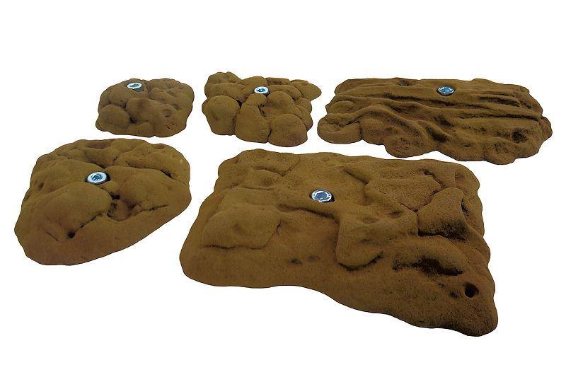 Klettergriffe-Set-Naturstein-Flachstein-braun - naturgetreue Klettergriffe in Steinoptik