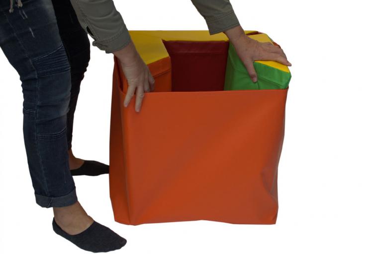 Trapezwürfel-Zusammenbau 1 - Bausteinsatz Balancierwürfel und Trapezelemente