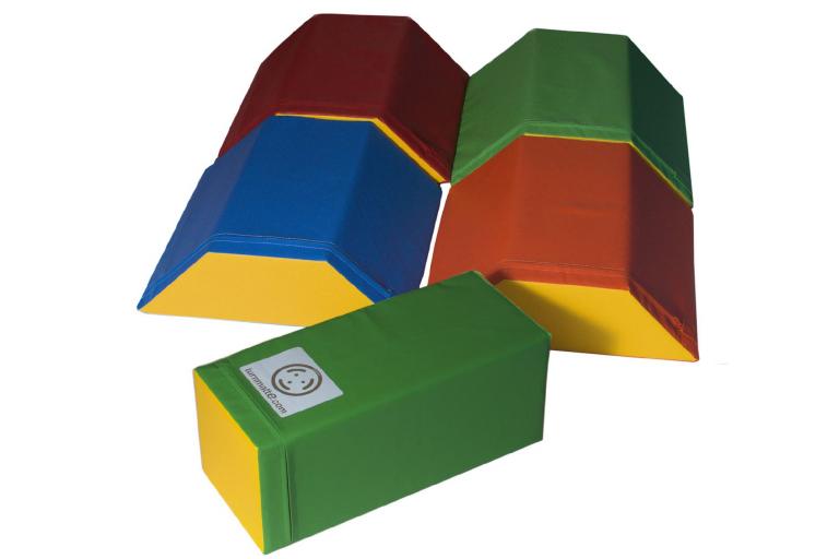 Trapezwürfel-Elemente und Zylinder - Bausteinsatz Balancierwürfel 